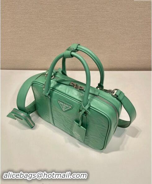 Grade Discount Prada Medium antique nappa leather top handle bag 1BB092 Sage Green 2023