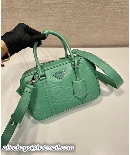 Grade Discount Prada Medium antique nappa leather top handle bag 1BB092 Sage Green 2023