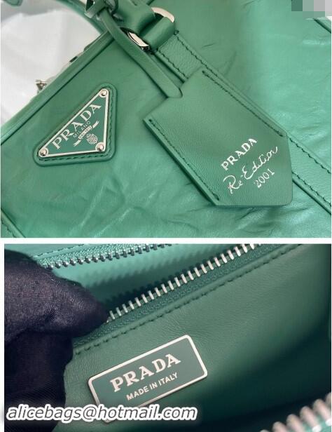 Grade Discount Prada Medium antique nappa leather top handle bag 1BB092 Sage Green 2023