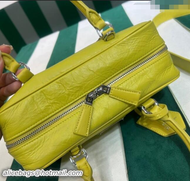 Buy Discount Prada Small Antique Nappa Leather Top Handle Bag 1BB098 Yellow 2023