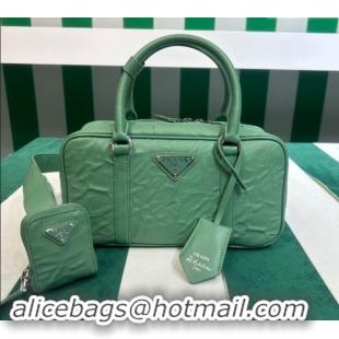 Well Crafted Prada Small Antique Nappa Leather Top Handle Bag 1BB098 Sage Green 2023