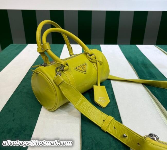 Top Grade Prada Small Antique Nappa Leather Handbag 1BA389 Yellow 2023