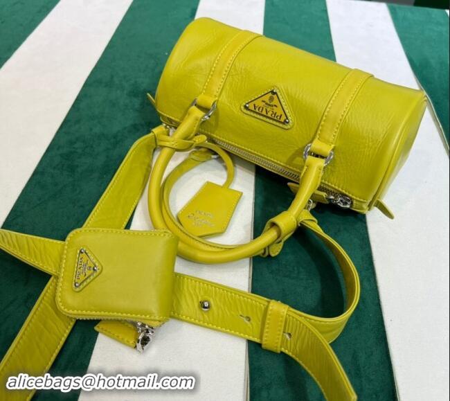 Top Grade Prada Small Antique Nappa Leather Handbag 1BA389 Yellow 2023