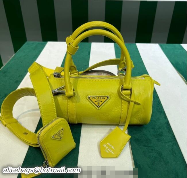 Top Grade Prada Small Antique Nappa Leather Handbag 1BA389 Yellow 2023