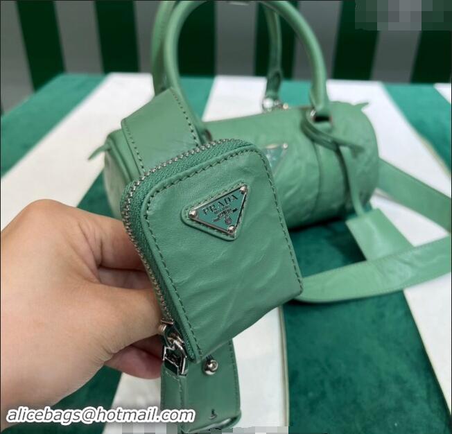 Famous Brand Prada Small Antique Nappa Leather Handbag 1BA389 Sage Green 2023