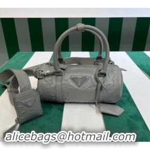 Best Grade Prada Small Antique Nappa Leather Handbag 1BA389 Slate Grey 2023