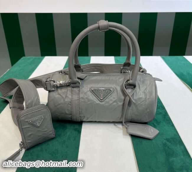 Best Grade Prada Small Antique Nappa Leather Handbag 1BA389 Slate Grey 2023