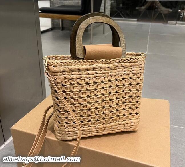 Well Crafted Prada Crochet Straw Basket Bag 0708 Khaki 2023