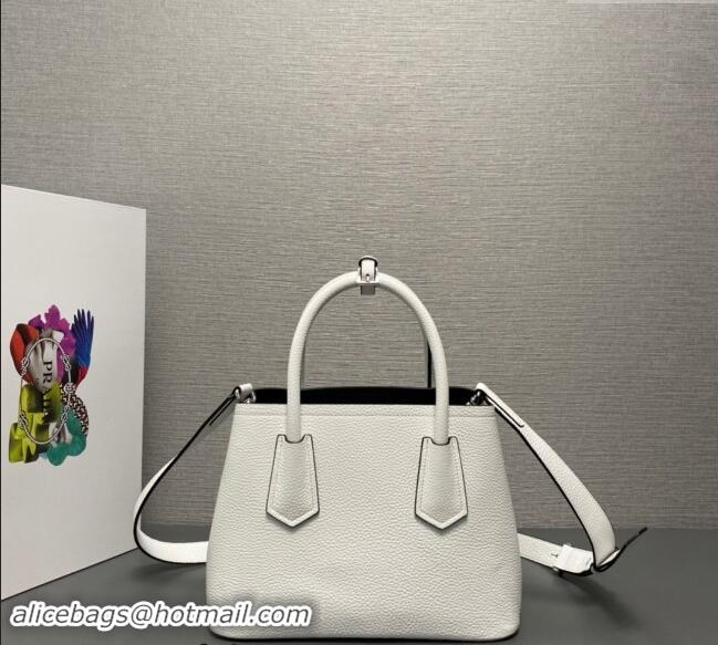 Top Design Prada Double Saffiano Leather Mini Bag 1BG443 White 2023