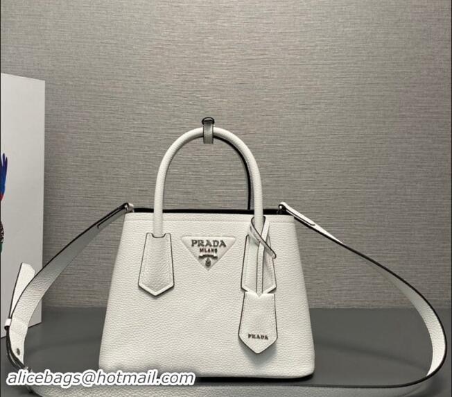 Top Design Prada Double Saffiano Leather Mini Bag 1BG443 White 2023