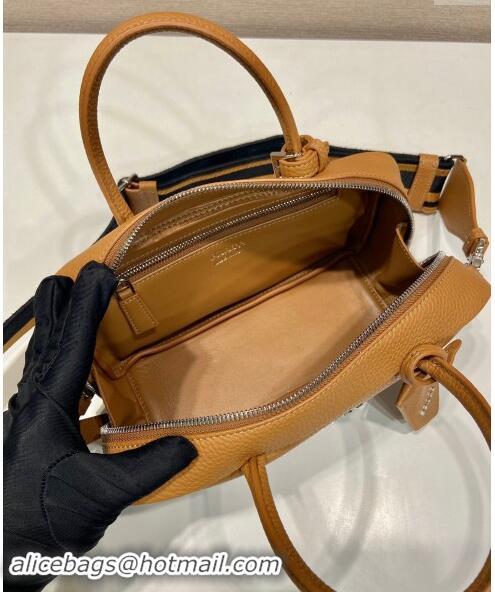 Top Quality Prada Grained Leather Top Handle Bag 1BB102 Brown 2023