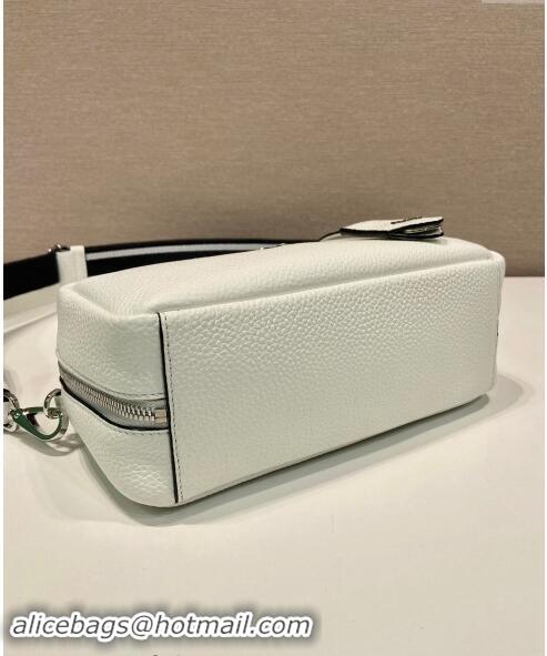 Most Popular Prada Grained Leather Top Handle Bag 1BB102 White 2023