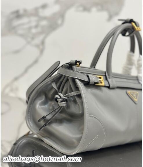 Well Crafted Prada Medium shiny leather top handbag 1BA426 Grey 2024