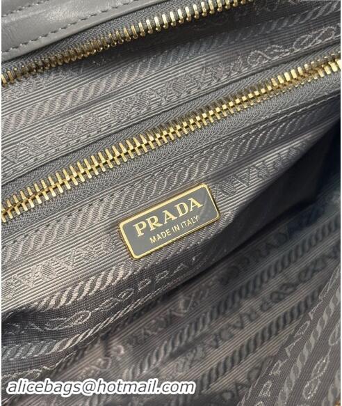 Well Crafted Prada Medium shiny leather top handbag 1BA426 Grey 2024