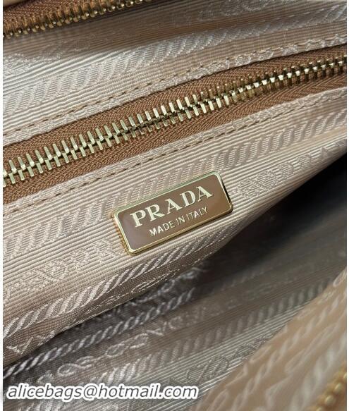 Well Crafted Prada Medium shiny leather top handbag 1BA426 Brown 2024