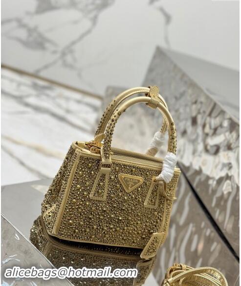 Trendy Design Prada Galleria satin mini-bag with Strass 1BA906 Gold 2024