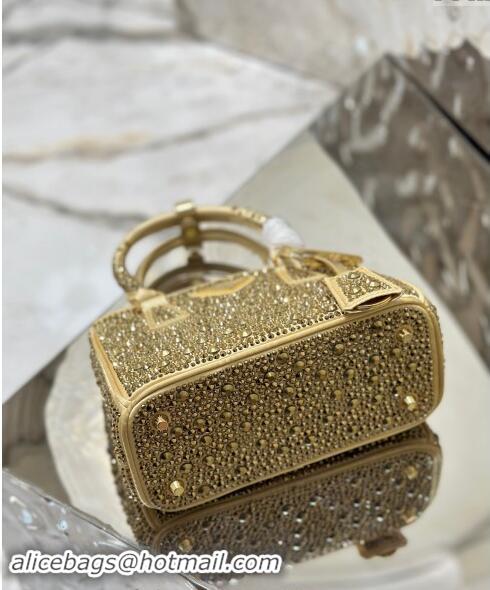 Trendy Design Prada Galleria satin mini-bag with Strass 1BA906 Gold 2024