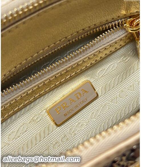 Trendy Design Prada Galleria satin mini-bag with Strass 1BA906 Gold 2024