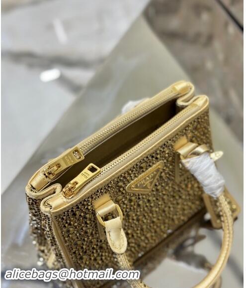 Trendy Design Prada Galleria satin mini-bag with Strass 1BA906 Gold 2024