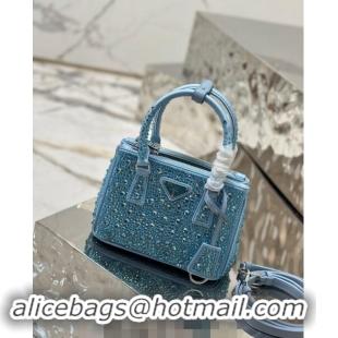 Market Sells Prada Galleria satin mini-bag with Strass 1BA906 Light Blue 2024