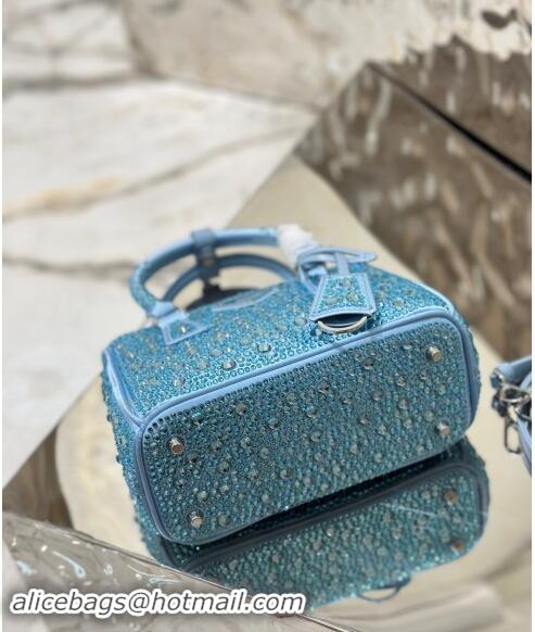 Market Sells Prada Galleria satin mini-bag with Strass 1BA906 Light Blue 2024