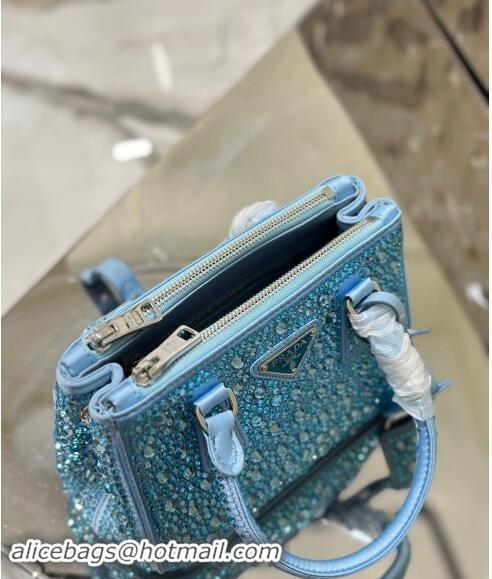 Market Sells Prada Galleria satin mini-bag with Strass 1BA906 Light Blue 2024