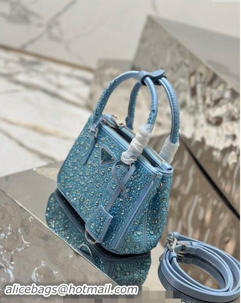 Market Sells Prada Galleria satin mini-bag with Strass 1BA906 Light Blue 2024