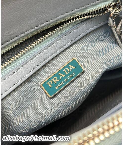 Market Sells Prada Galleria satin mini-bag with Strass 1BA906 Light Blue 2024