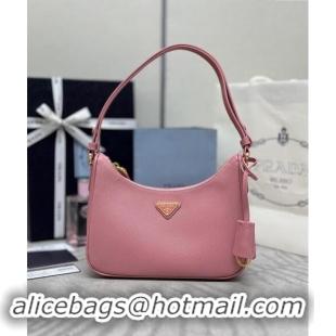 New Release Creation Prada Re-Edition Saffiano leather mini bag 1BC204 Light Pink 2024