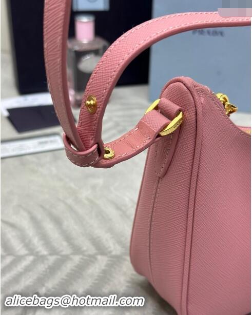 New Release Creation Prada Re-Edition Saffiano leather mini bag 1BC204 Light Pink 2024