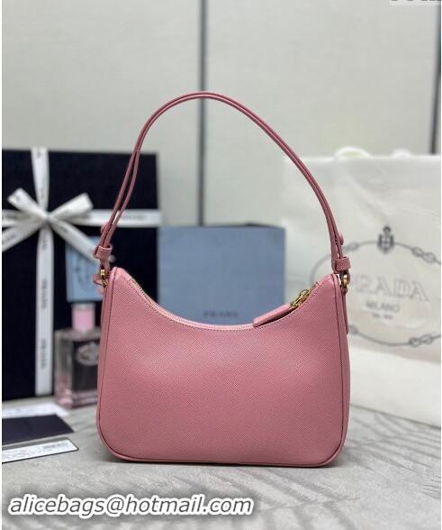 New Release Creation Prada Re-Edition Saffiano leather mini bag 1BC204 Light Pink 2024