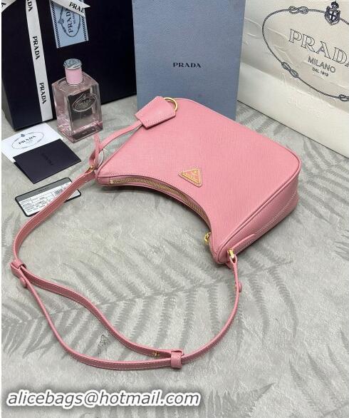 New Release Creation Prada Re-Edition Saffiano leather mini bag 1BC204 Light Pink 2024