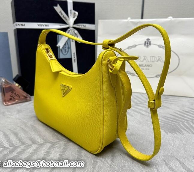 Grade Design Prada Re-Edition Saffiano leather mini bag 1BC204 Yellow 2024