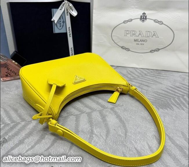 Grade Design Prada Re-Edition Saffiano leather mini bag 1BC204 Yellow 2024