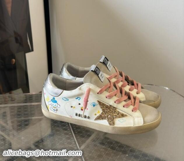 Duplicate Golden Goose Super-Star Sneakers in Printed Leather White/Silver 0530006