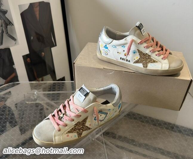 Duplicate Golden Goose Super-Star Sneakers in Printed Leather White/Silver 0530006