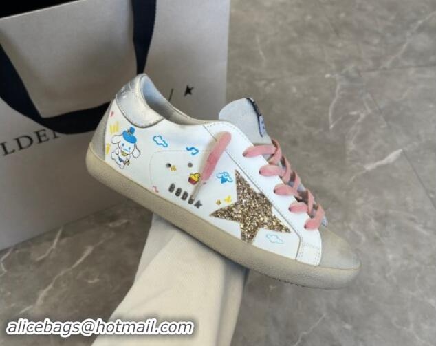 Duplicate Golden Goose Super-Star Sneakers in Printed Leather White/Silver 0530006