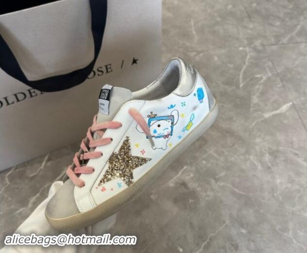 Duplicate Golden Goose Super-Star Sneakers in Printed Leather White/Silver 0530006