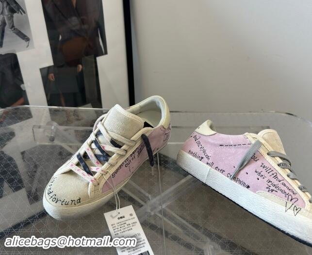 Stylish Golden Goose Super-Star Sneakers in Grey and Purple Printed Suede 0530007