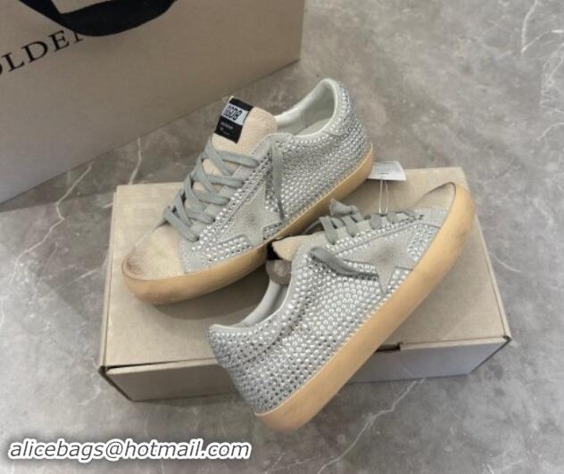 Cheap Price Golden Goose Super-Star Sneakers in Grey Suede and Star with Strass 0530009