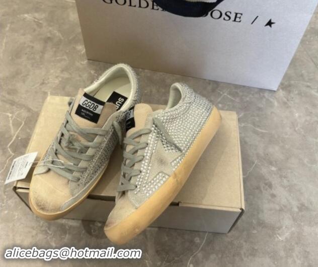 Cheap Price Golden Goose Super-Star Sneakers in Grey Suede and Star with Strass 0530009