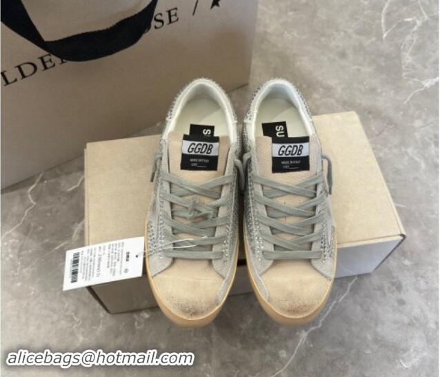 Cheap Price Golden Goose Super-Star Sneakers in Grey Suede and Star with Strass 0530009