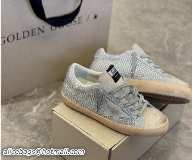 Cheap Price Golden Goose Super-Star Sneakers in Grey Suede and Star with Strass 0530009