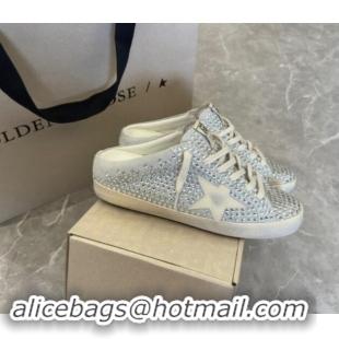 Top Design Golden Goose Super-Star Sneaker Mules in Grey Suede and Star with Strass 530010