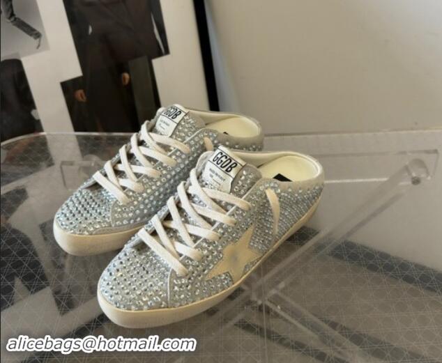 Top Design Golden Goose Super-Star Sneaker Mules in Grey Suede and Star with Strass 530010