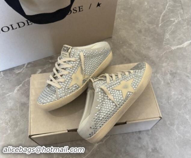 Top Design Golden Goose Super-Star Sneaker Mules in Grey Suede and Star with Strass 530010