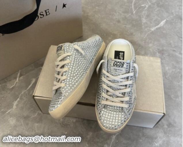 Top Design Golden Goose Super-Star Sneaker Mules in Grey Suede and Star with Strass 530010