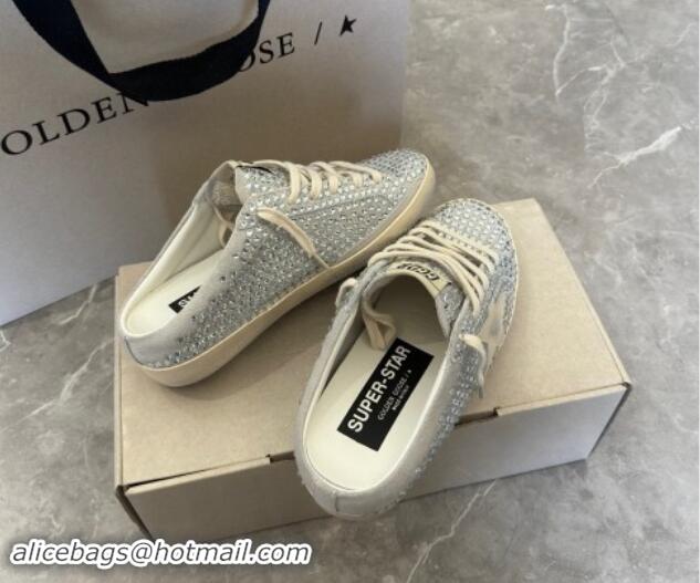 Top Design Golden Goose Super-Star Sneaker Mules in Grey Suede and Star with Strass 530010