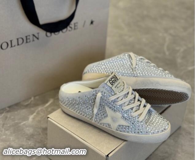 Top Design Golden Goose Super-Star Sneaker Mules in Grey Suede and Star with Strass 530010