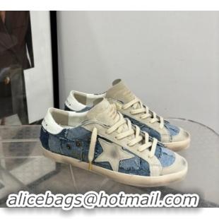 Good Looking Golden Goose Super-Star Sneakers in Blue Denim Patchwork 530018